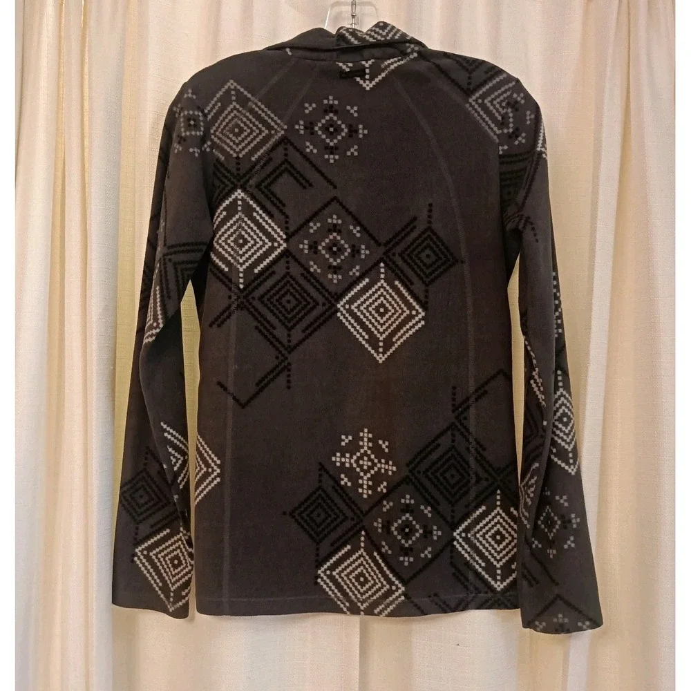 Columbia Women's S‎ Fleece Pullover Sweater 1/4 Zip Lightweight Aztec Gray Black